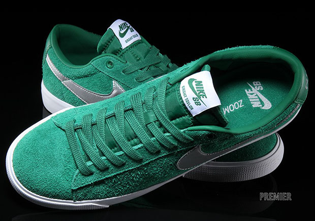 Nike Sb Blazer Low Gt Pine Green Metalic Silver 4