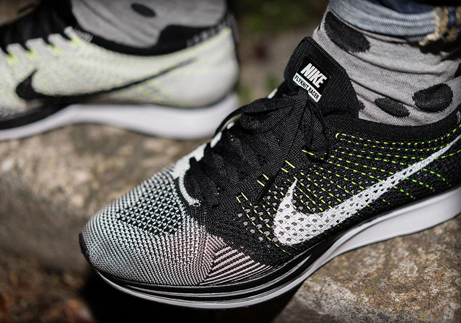 Nike Flyknit Racer White Black Volt 1