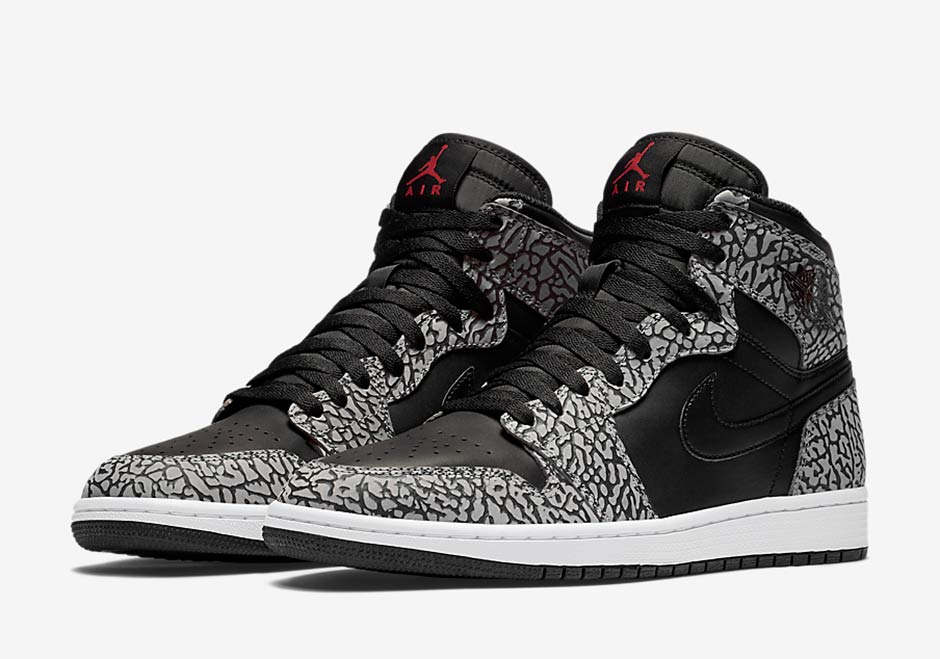 Air Jordan 1 High Black Cement Un Supreme Elephant Print January 01