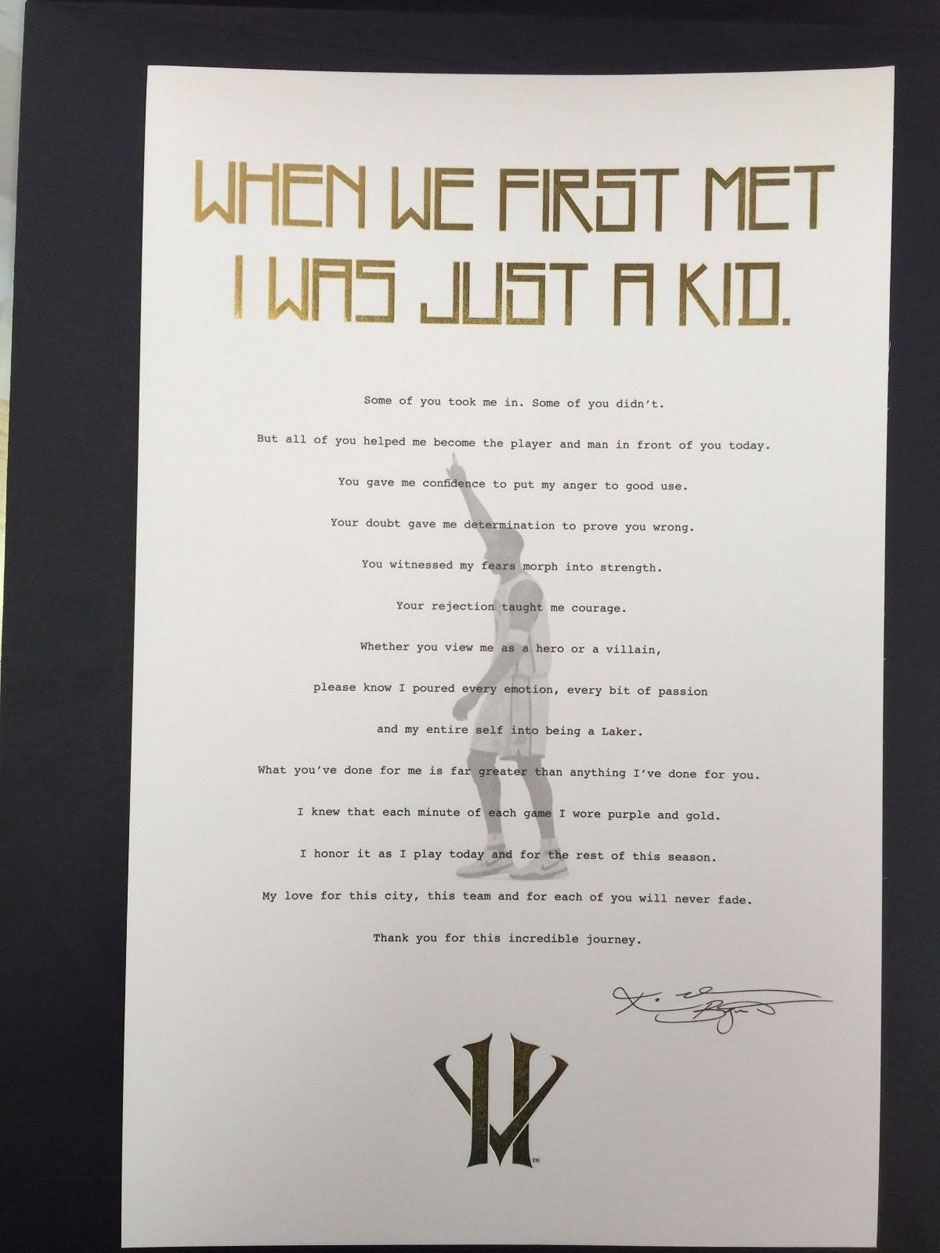 Kobe Bryant Retirement Letter 2