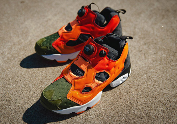 Reebok Instapump Fury Asym Canopy Green Electric Peach Atomic Red 2