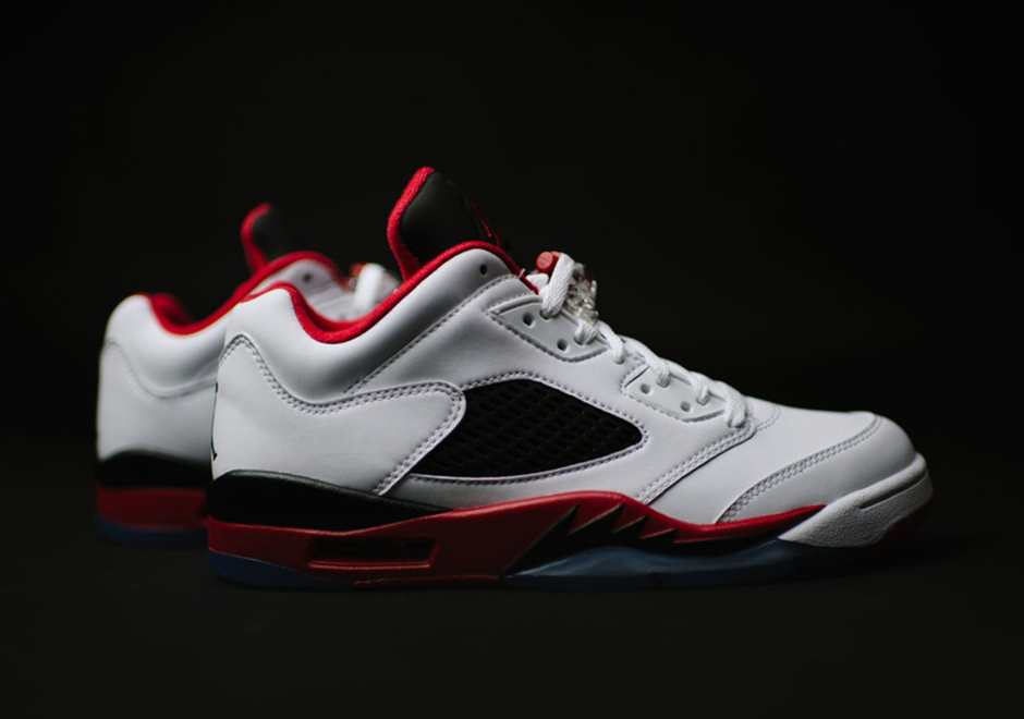 "Fire Red" Air Jordan 5s Get The Low Treatment This Weekend