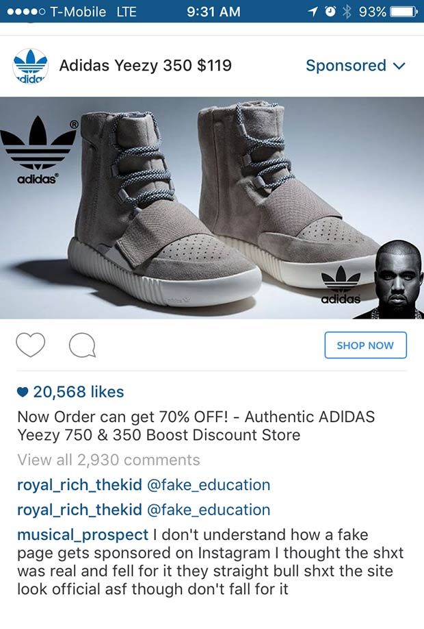 Yeezy Fake Instagram