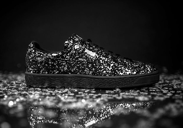 Puma Suede Splatter Metallic Black Silver 2