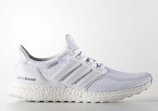 Adidas Ultra Boost All White Grey Stripe 1