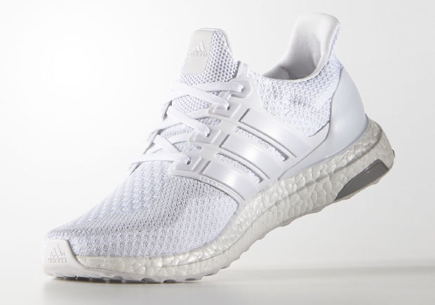 Adidas Ultra Boost All White Grey Stripe 3