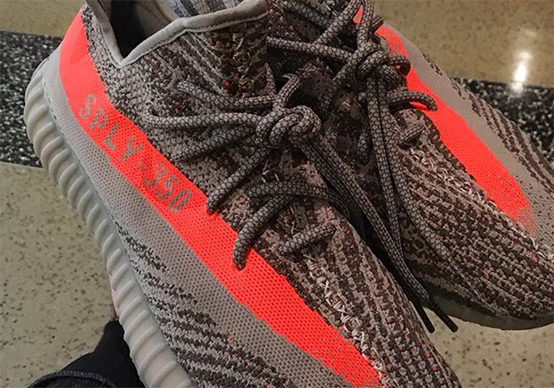 Here's A Closer Look At The Upcoming Yeezys With The Big Orange Streak