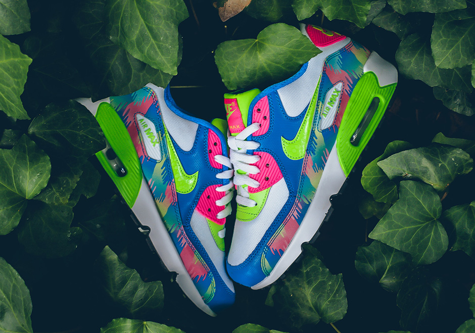 Nike Air Max 90 Gs Photo Blue Electric Green Pink Blast 01