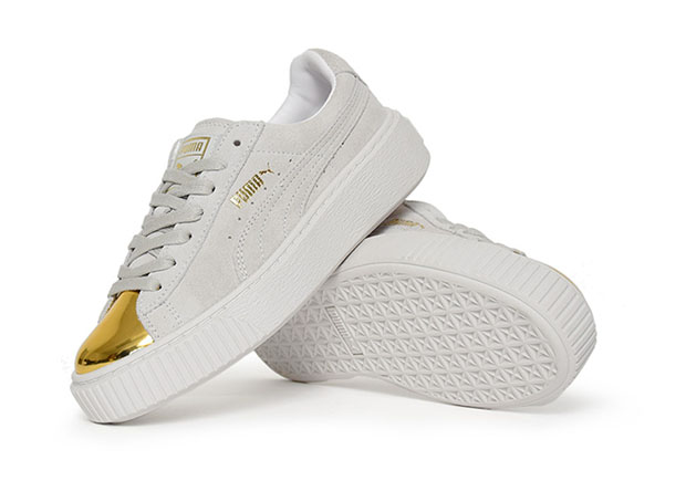 Puma Suede Platform Gold White 1