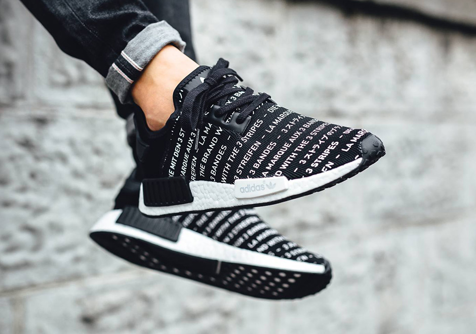 Adidas Nmd R1 Primeknit Three Stripes Black White 13