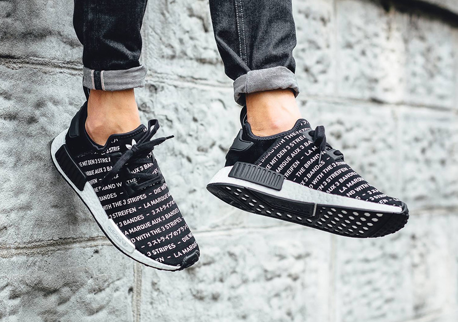 Adidas Nmd R1 Primeknit Three Stripes Black White 2