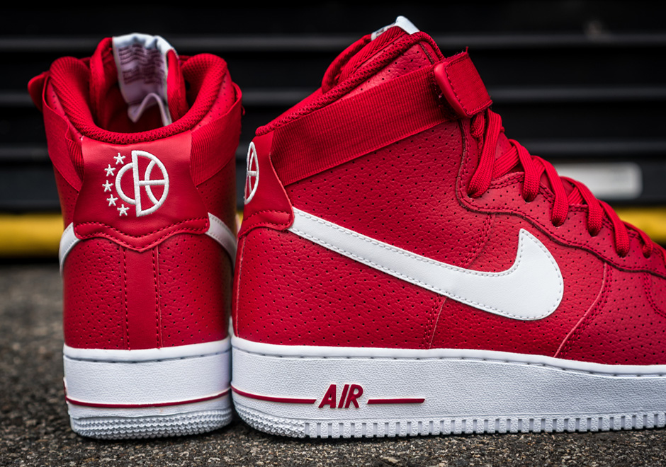 Nike Air Force 1 High Perforated Leather Red 5