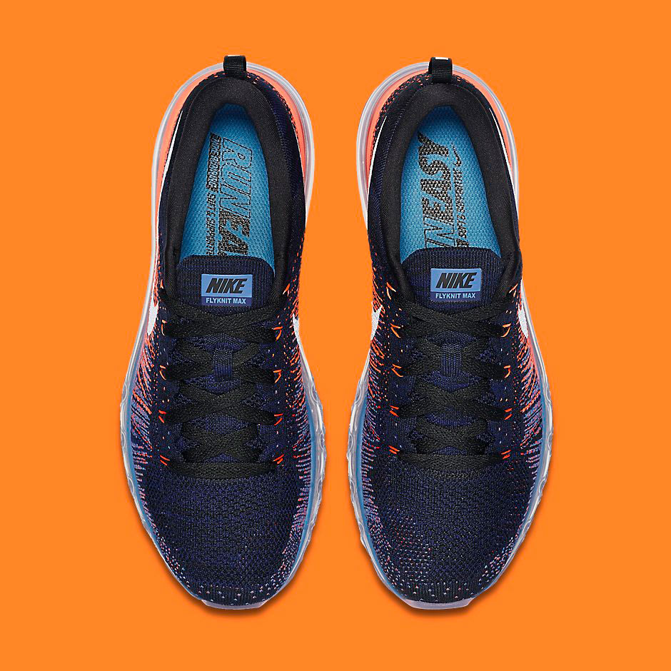 Nike Air Max Flyknit Black Blue Glow Bright Mango 3