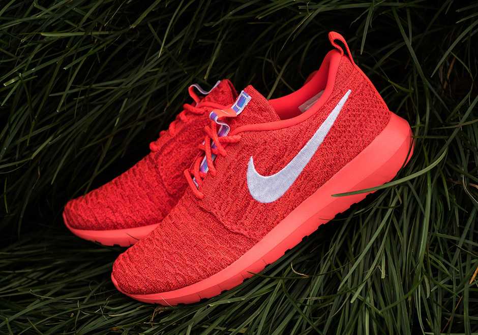 This Nike Roshe Run Flyknit "Bright Crimson" Features Iridescent Touches