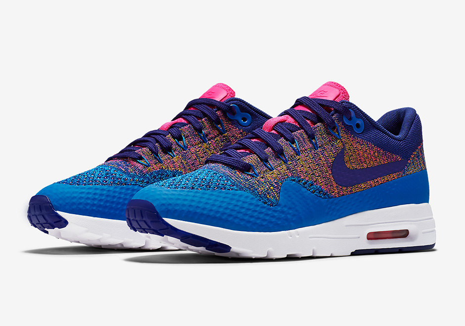 Nike Wmns Flyknit Air Max 1 Multicolor Photo Blue Royal Blue Pink Flash 1