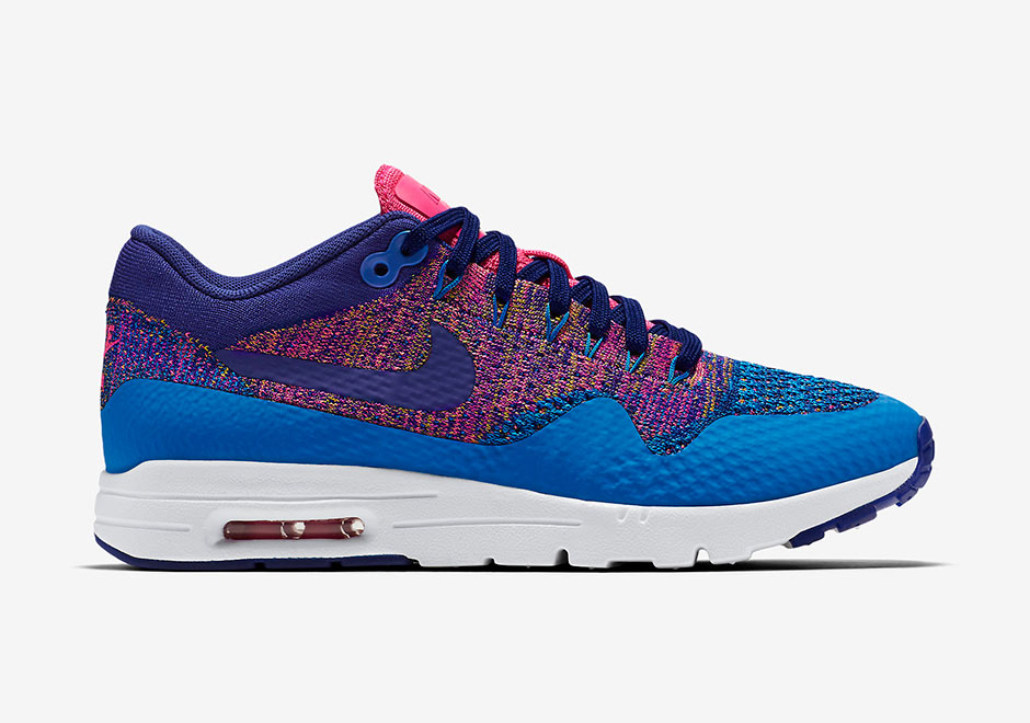 Nike Wmns Flyknit Air Max 1 Multicolor Photo Blue Royal Blue Pink Flash 2