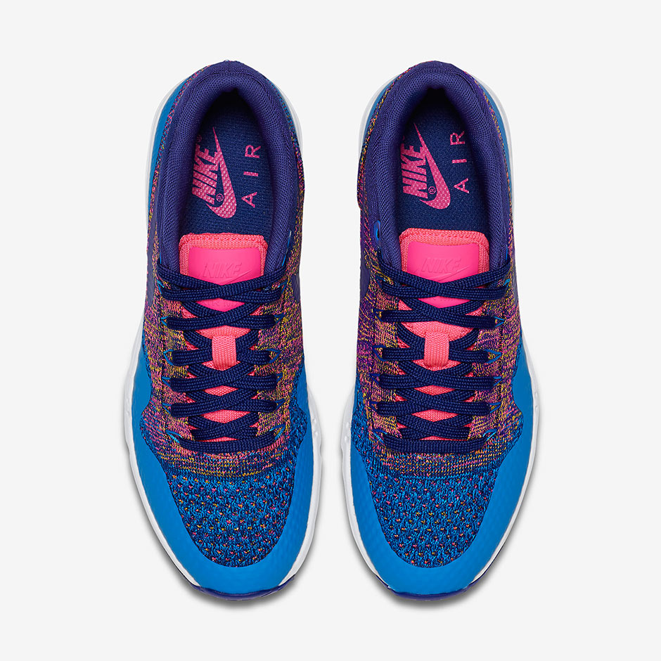 Nike Wmns Flyknit Air Max 1 Multicolor Photo Blue Royal Blue Pink Flash 4