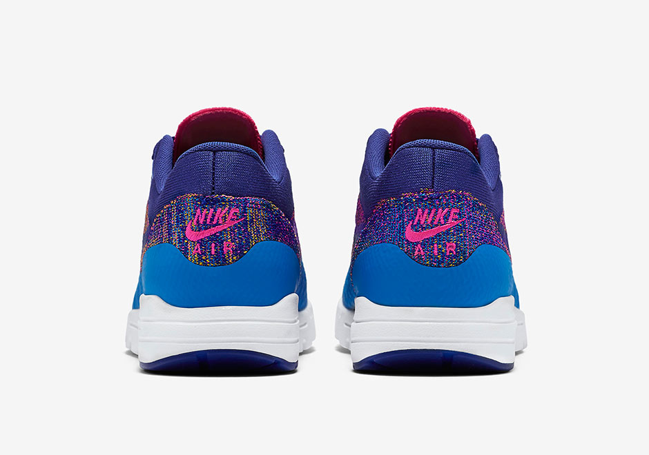 Nike Wmns Flyknit Air Max 1 Multicolor Photo Blue Royal Blue Pink Flash 5