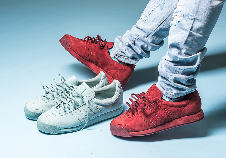 Adidas Samoa Pigskin Suede All Red Mint Green