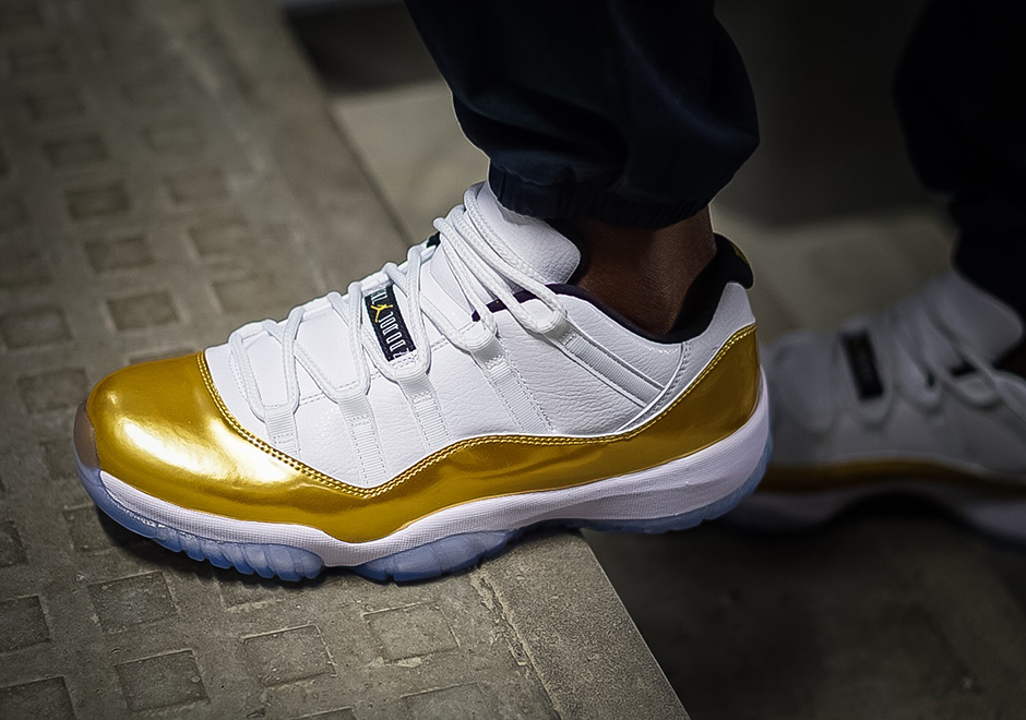 Air Jordan 11 Low Gold On Foot 2