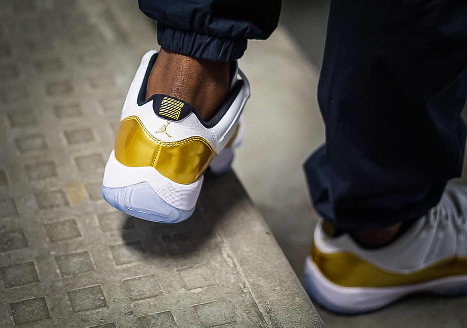 Air Jordan 11 Low Gold On Foot 4