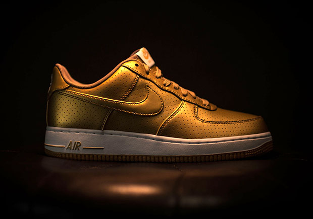 Nike Air Force 1 Low Metallic Gold Perforated 2