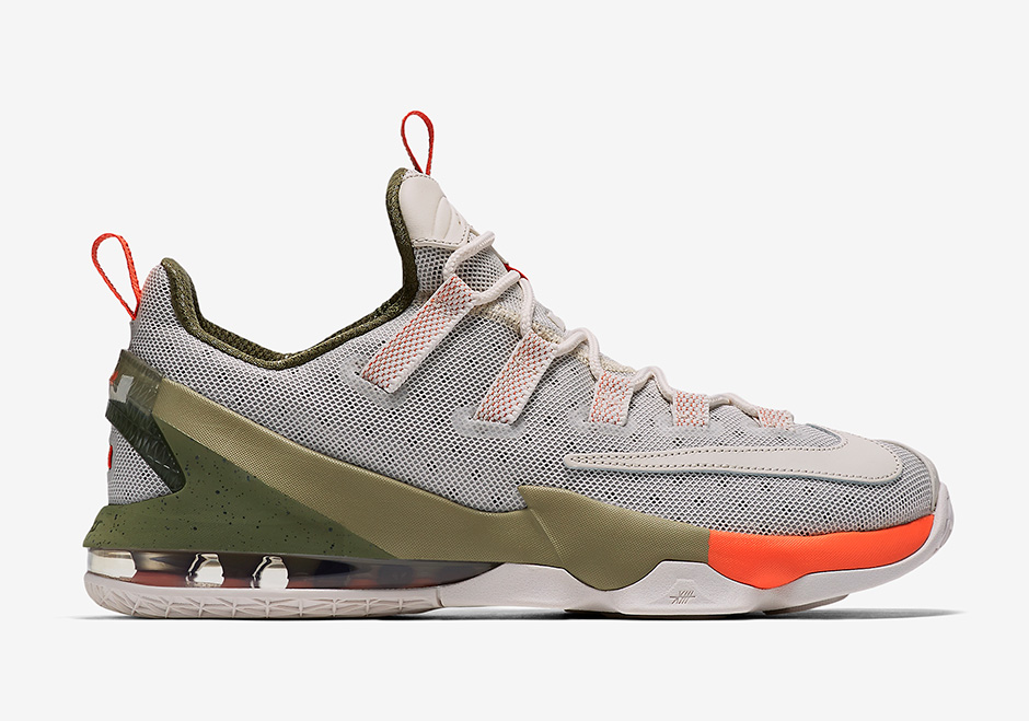 Nike Lebron 13 Low Premium Tan Olive Orange 02