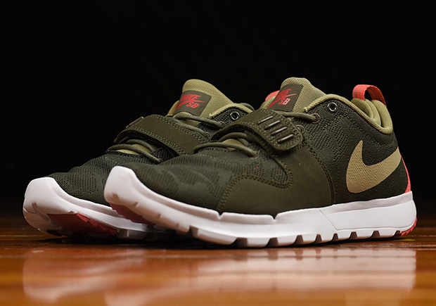 Nike Sb Trainerendor Cargo Khaki Bright Crimson Olive 1