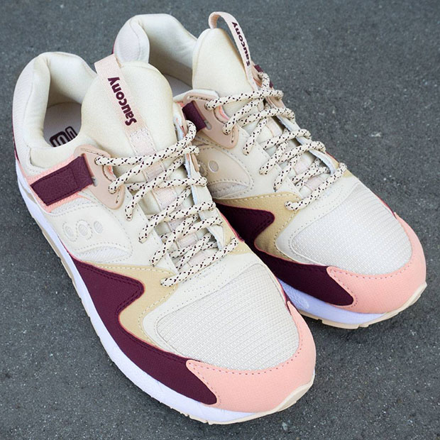 Saucony Grid 9000 Cream Maroon Pink 2