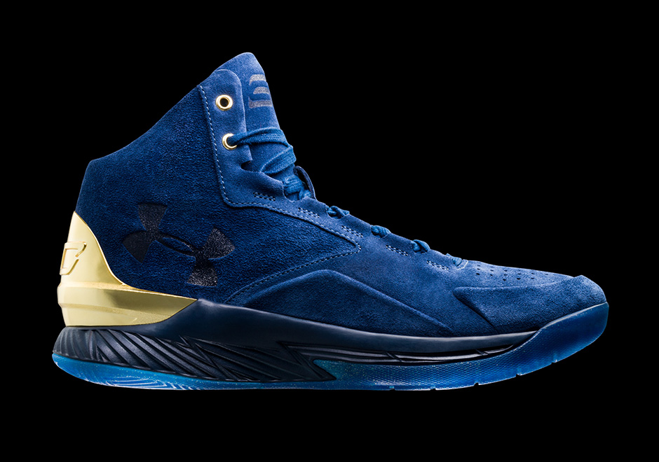 Under Armour Curry Lux Mid Suede Navy Gold 1