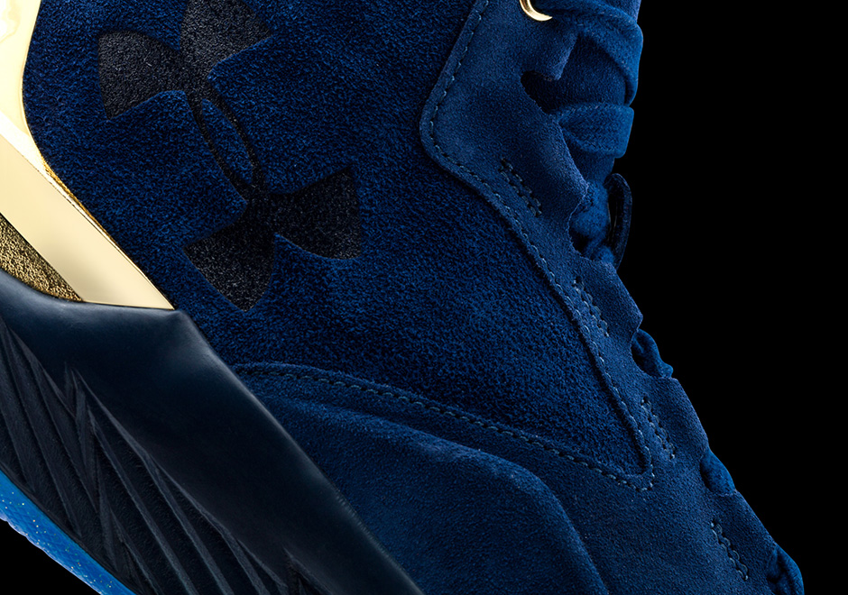 Under Armour Curry Lux Mid Suede Navy Gold 2