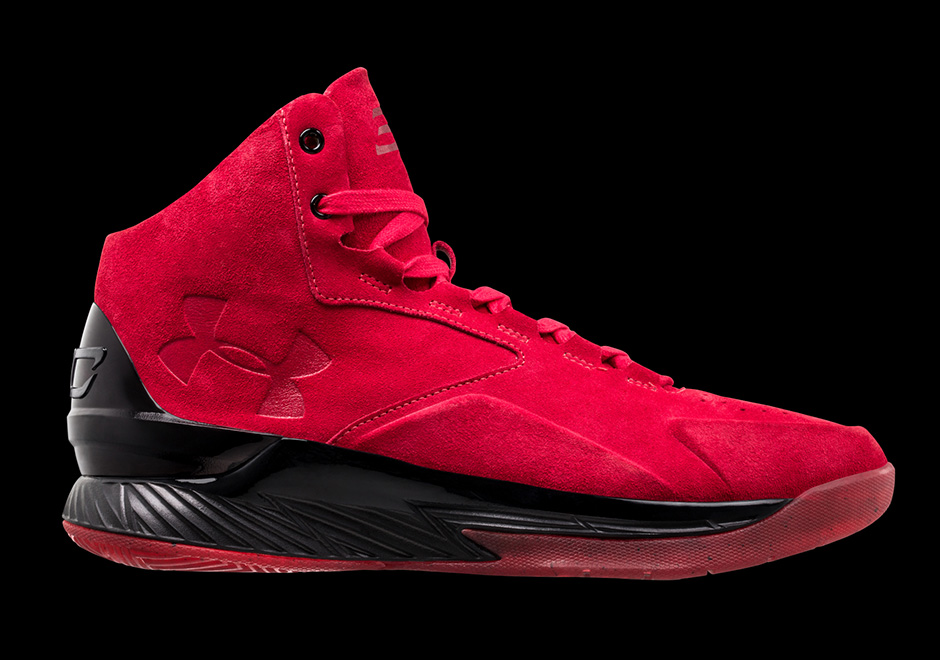 Under Armour Curry Lux Mid Suede Red Black 1