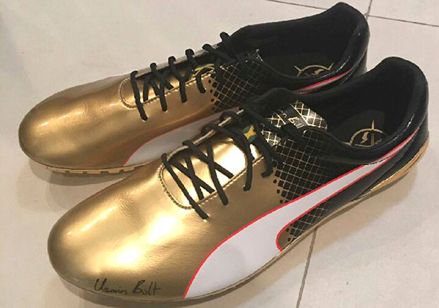 Usain Bolt Gold Puma Spikes 100m