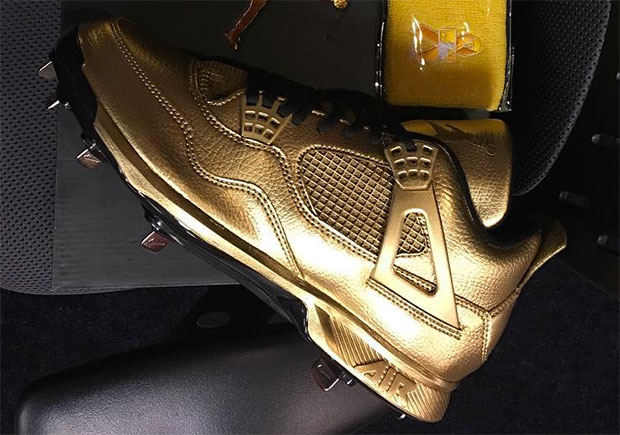 Gold Jordan 4 Cleats Gio Gonzalez