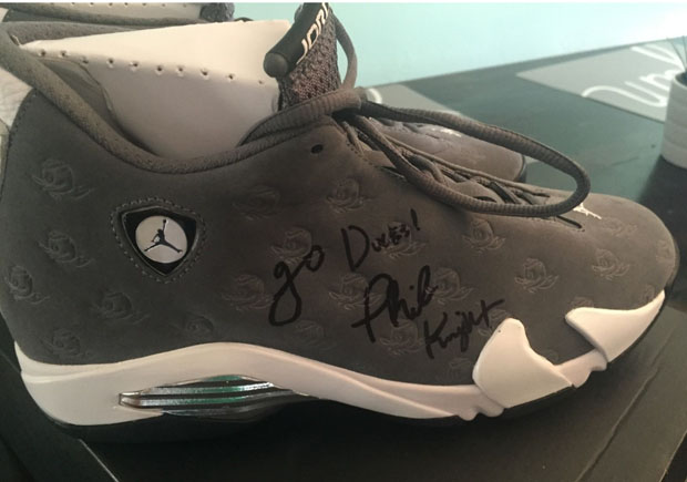 Air Jordan 14 “Oregon” PE Signed By Phil Knight Hits eBay