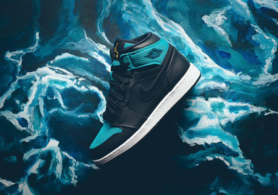 Air Jordan 1 Gs Black Gold Teal Cp3 Hornets 2