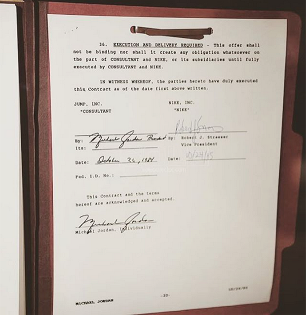 Michael Jordan Nike Contract 1