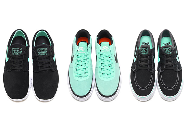 Nike Details Three Skate Shoes In "Green Glow"