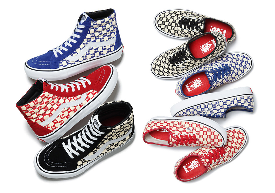 Box Logo And Iconic Checkerboard Combine In Next Supreme x Vans Collaboration