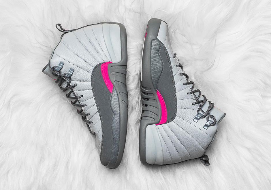 Air Jordan 12 Gg Wolf Grey Vivid Pink 1