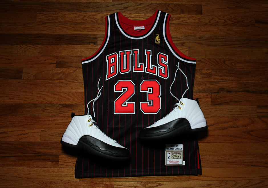 Michael Jordan Mitchell Ness Black Pinstripe 12