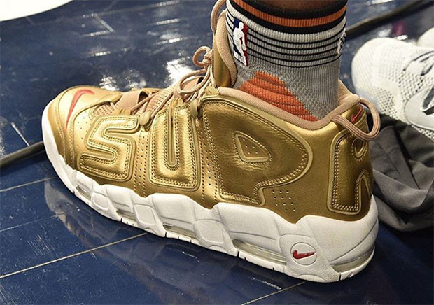 Gold Nike Uptempo Supreme