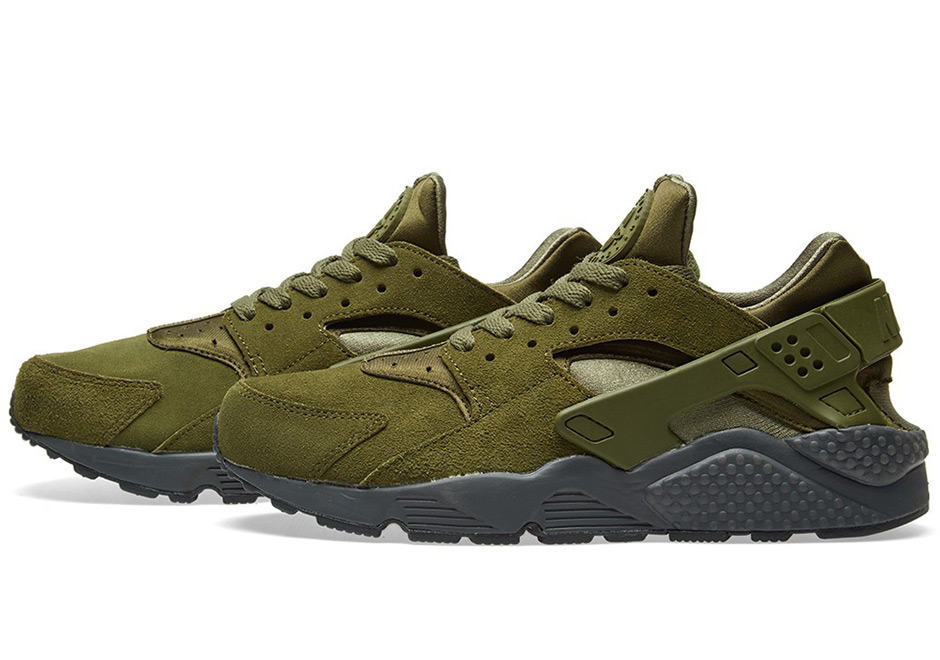 Nike Air Huarache Run Suede Legion Green Anthracite 852628 301 2