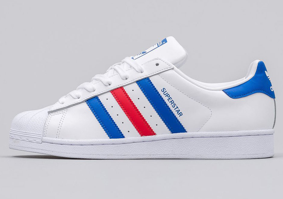 Adidas Superstar Vintage White Red Blue Tri Color 2