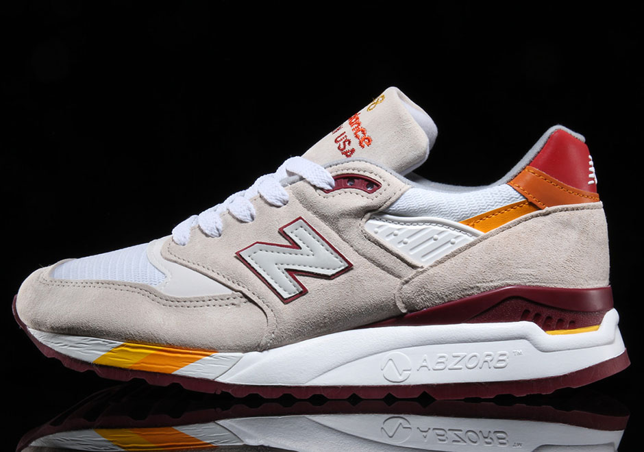 New Balance 998 White Burgundy Curry 1