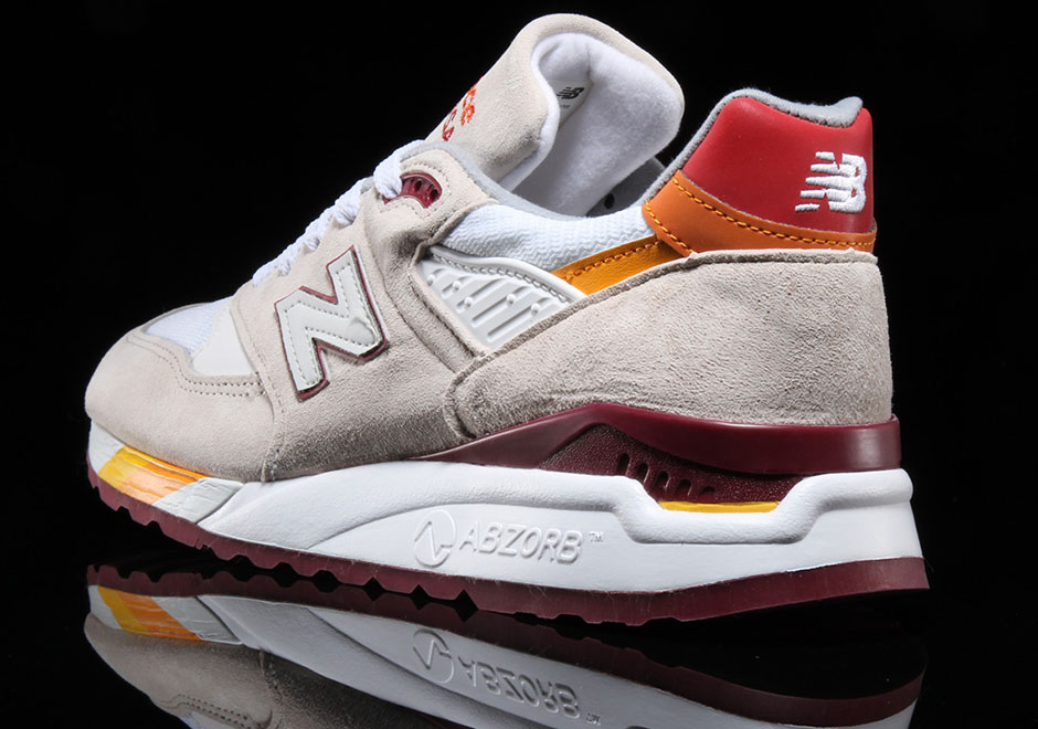 New Balance 998 White Burgundy Curry 2