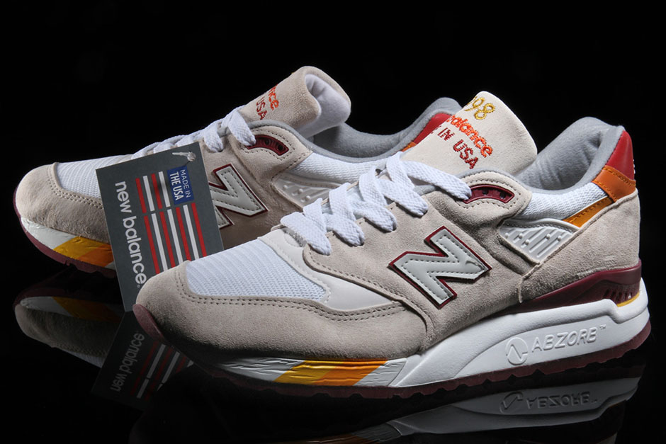 New Balance 998 White Burgundy Curry 3