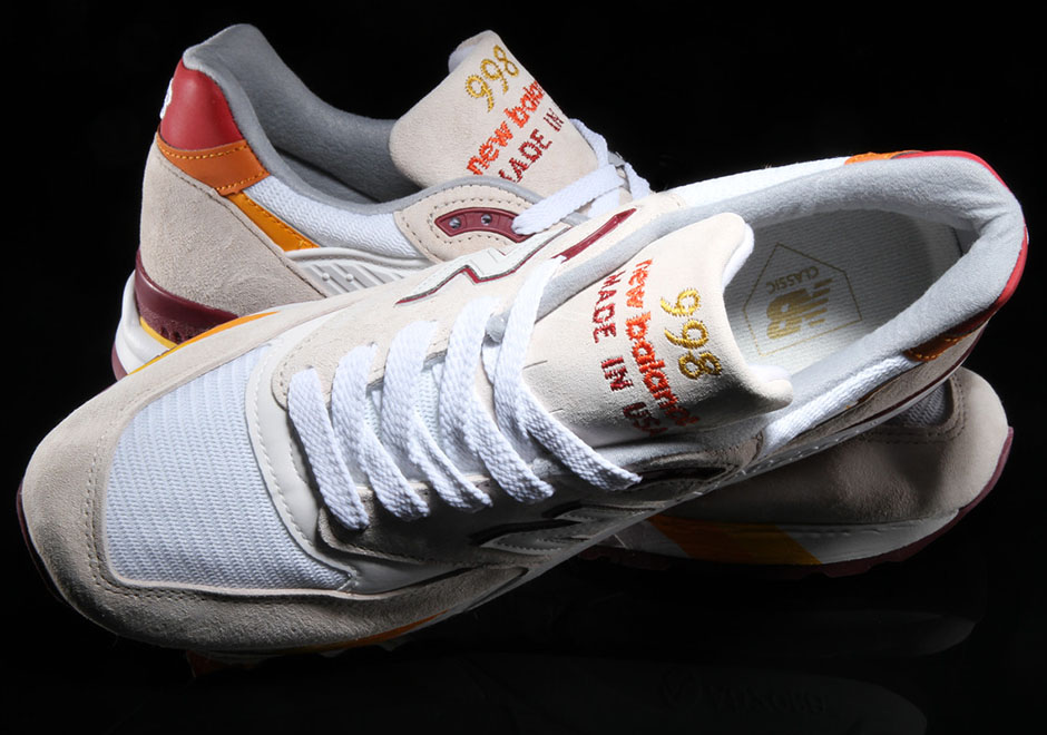 New Balance 998 White Burgundy Curry 4