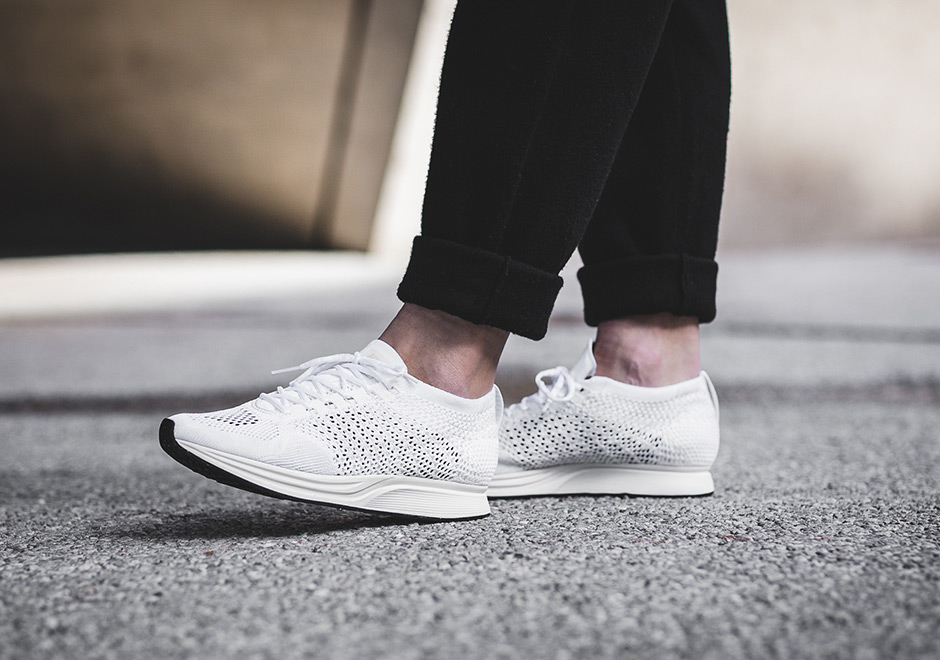 Nike Flyknit Racer Triple White On Foot Men Women 5