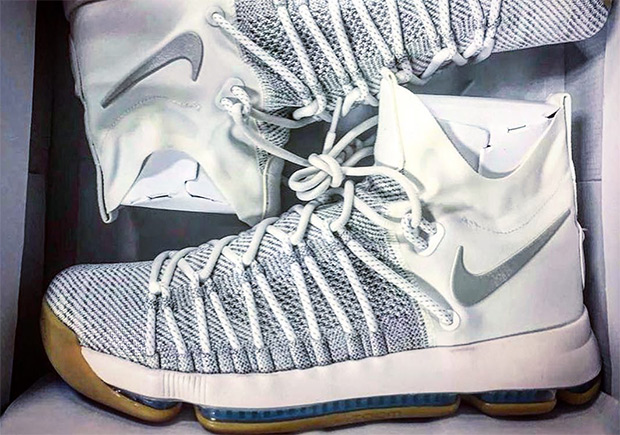 The Nike KD 9 Elite Gets White And Grey Flyknit With A Gum Sole